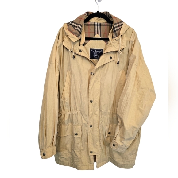 Burberry's 2XL (?) Nylon Cotton Blend (?) Windbreaker Hooded Jacket Vintage - Picture 1 of 16